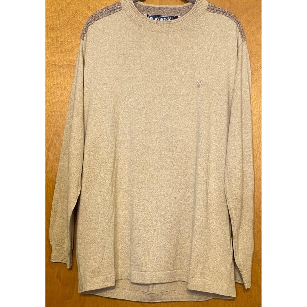 Playboy Sand Beige Bunny Rabbit Embroidery Sweatshirt Long Sleeve Lightweight